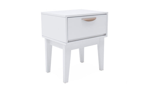 Lun-410-WH Bedside Table - 1 Drawer - White