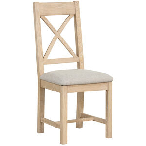 WIL150 Wooden Cross Back Chair Grey Seat Pad