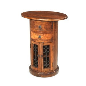 SH-030 - Jali Oval Drum With Drawer - W57 H75 D57