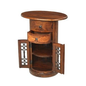 Jali Oval Drum With Drawer