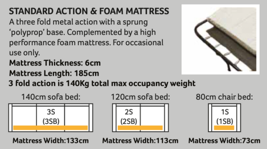 120cm Standard Sofa Bed - Standard Back